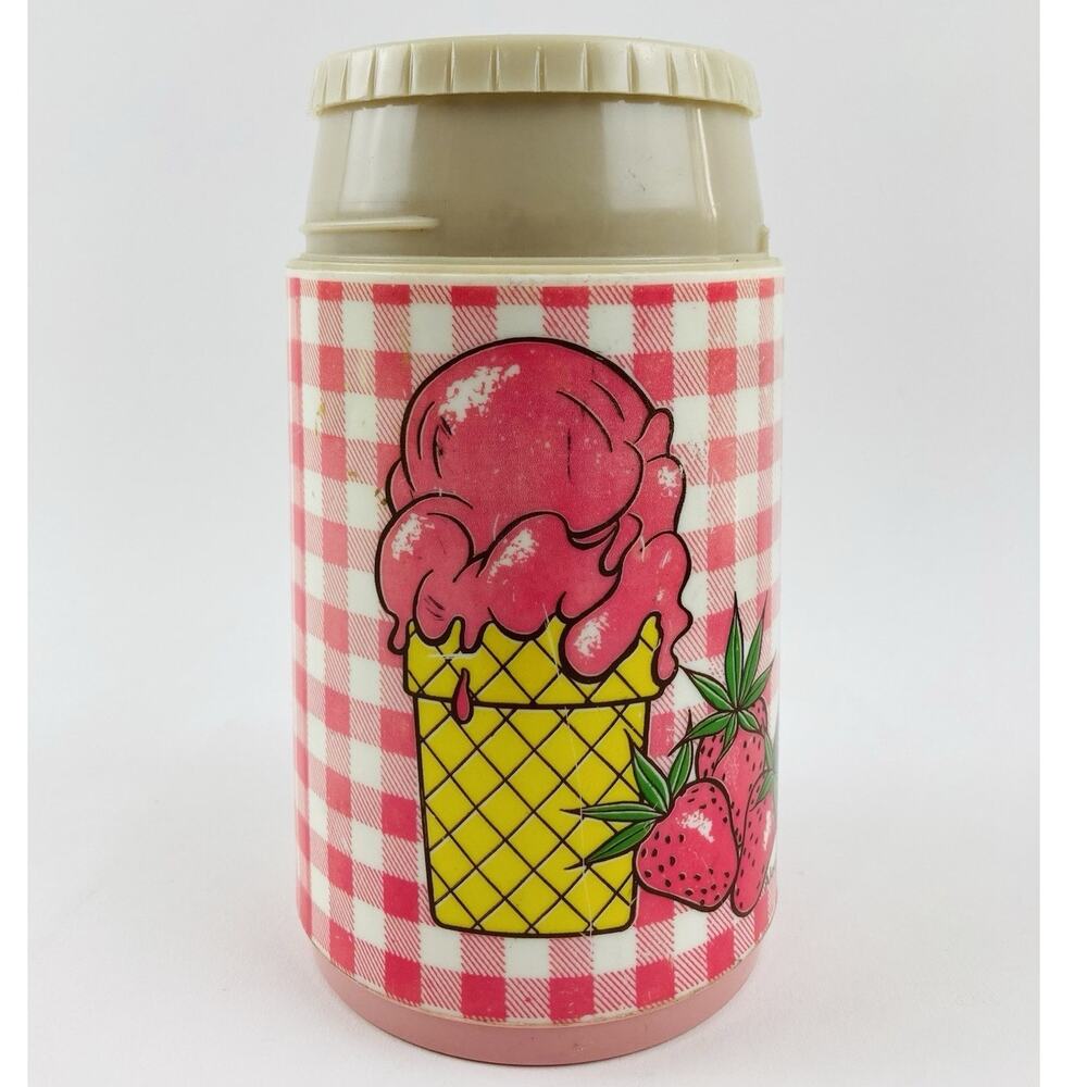 Vintage Pink Strawberry Ice Cream Aladdin Thermo Bottle Retro Cup Kids USA Check